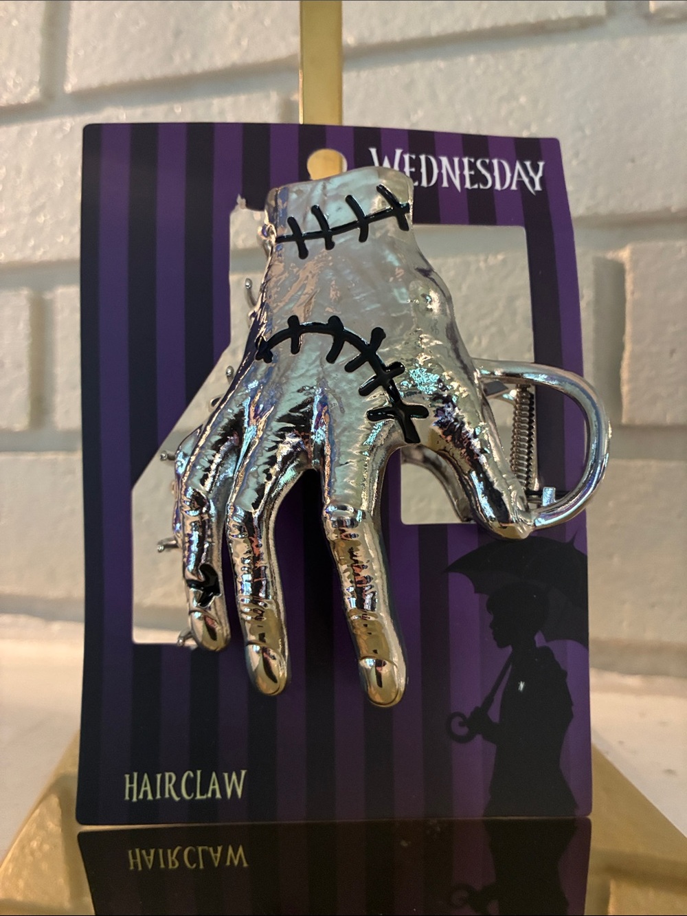 Wednesday Thing Silver Hair Claw Clip